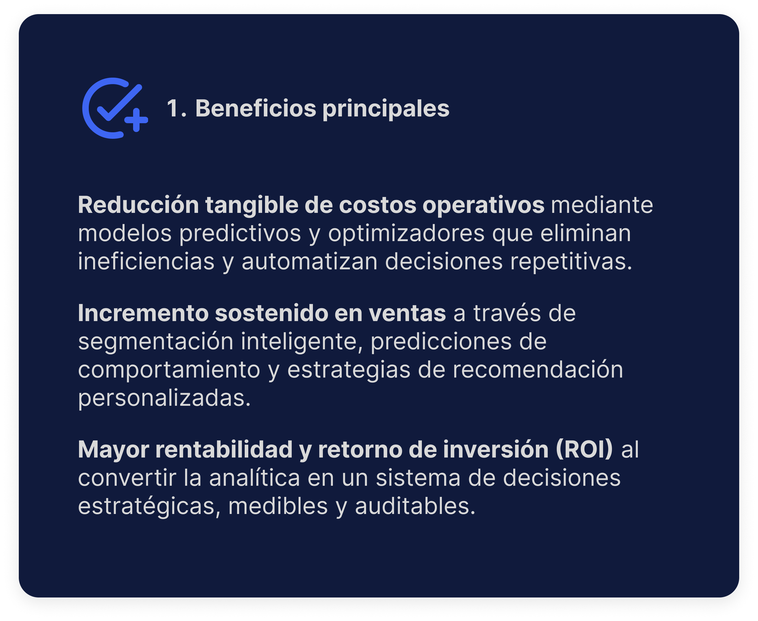 Beneficios principales